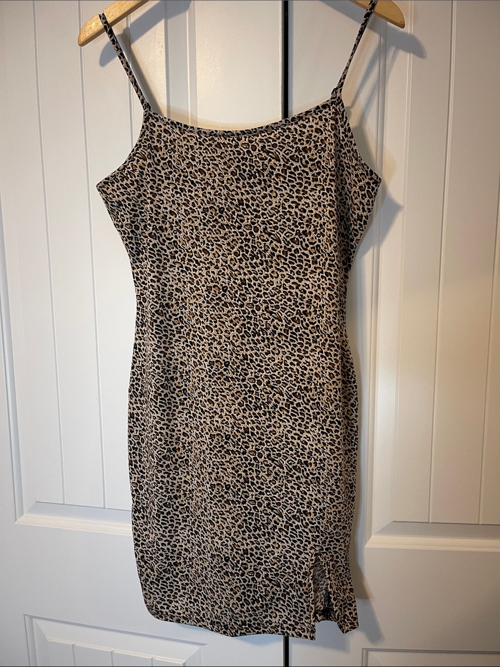 Leopard Print Slip Dress in Brown
